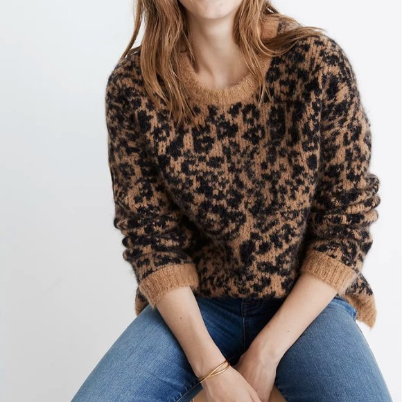 Madewell Sweaters - Madewell Alpaca Wool Blend Crewneck Pullover Sweater in Leopard sz M